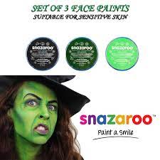 3 snazaroo face paint black lime dark