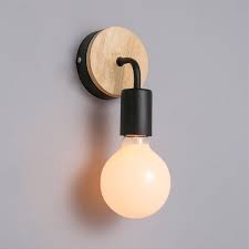 Wood Round Backplate Indoor Wall Lamp