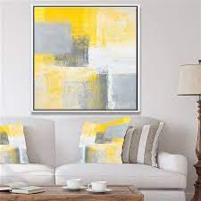 Designart 30 In X 30 In Grey And Yellow