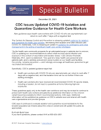 CDC Issues Updated COVID-19 Isolation ...