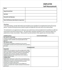 Sample Employee Self Evaluation Form Simple Template