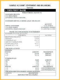 Checking Account Statement Template