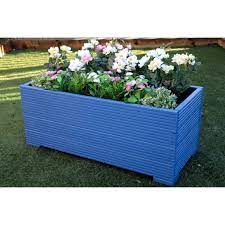 Blue 1m Length Wooden Planter Box