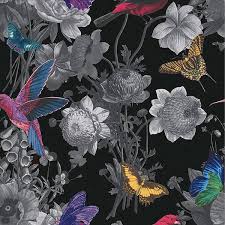 Jardin Black Removable Wallpaper Sample