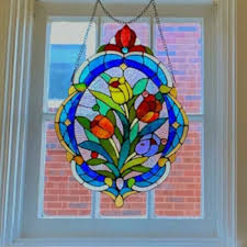 Oval Tulip Tiffany Style Stained Glass