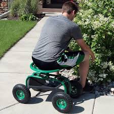 Green Steel Rolling Garden Cart