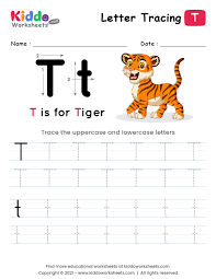 letter tracing alphabet t kiddoworksheets