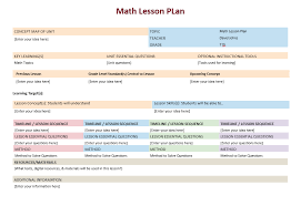 Math Lesson Plan Template Microsoft Word Templates
