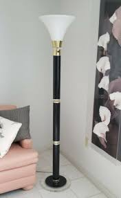 Clear Lucite Brass Torchiere Floor Lamp