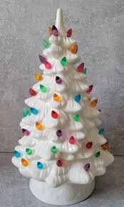 white ceramic christmas tree multicolor