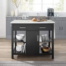 The home styles monarch kitchen island with granite top is a warm and inviting piece that will elevate the décor of any home kitchen. Crosley Furniture Audrey Black Kitchen Island With Faux Marble Top Cf3026wm Bk The Home Depot