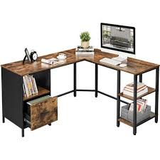 Attach the trim to the cabinet using liquid nails and bolts securing with a nut on the underside of the cabinet. Vasagle Corner Desk L Shaped Computer Desk Office Desk With Cupboard And Hanging File Cabinet 2