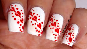 22 super easy nail art designs and ideas for 2021. Red Hearts And Dots On White Nails Drag Marble Nail Art Design Tutorial Youtube