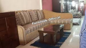 furnilook wooden l shape sofa for home