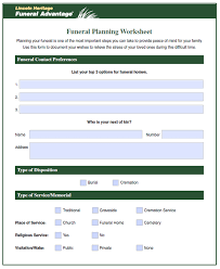 Funeral planning guide and worksheet. Funeral Planning Checklist From Funeral Advantage Lincoln Heritage Life Insurance Company