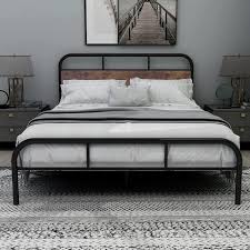 Queen Bed Frame With Wooden Headboard