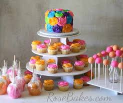 bright baby shower cake cupcakes