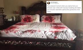 Her side of the bed. Man Shares Pictures Of His Romantic Rose Bedding That Looks Just Like A Murder Scene Daily Mail Online