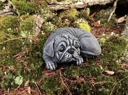 Pug Statue Concrete Black Pug Cement