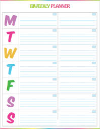 Free Printable Bi Weekly Planner Cute Colorful Template