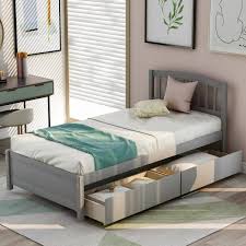 Drawers Wood Bed Frame With Headboard