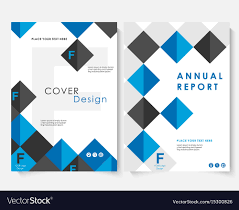 Blue Square Annual Report Cover Design Template Vector Image