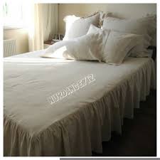 Linen Bedspread Ruffle Skirted Bed