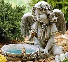 Angel Solar Bird Bath Garden Statue
