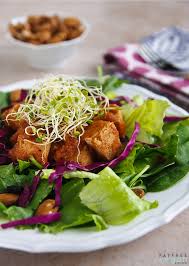 thai salad with slow cooked tofu in