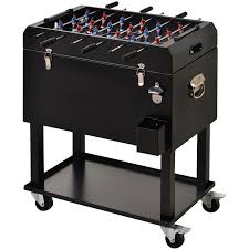 Outsunny 65l Patio Cooler Ice Chest With Foosball Table Top Portable