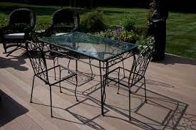 Antique Wrought Iron Table With Glass