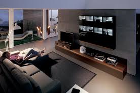 modern living room with dark wood a