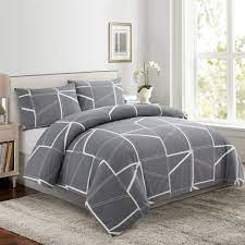 polyester gray geometric duvet covers