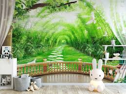 3d Green Garden Paradise Wall Mural