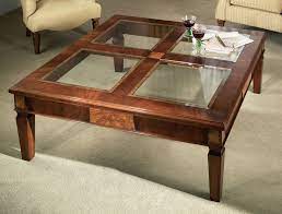 Glass Wood Coffee Table Square Glass
