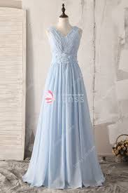 Light Blue Chiffon Pleated A Line Bridesmaid Dress Lunss