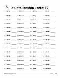 12 times tables worksheets