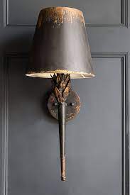 Black Old Gold Torch Wall Light