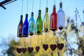 Rainbow Wine Bottle Wind Chimes Full