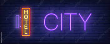 City Hotel Neon Sign Glowing