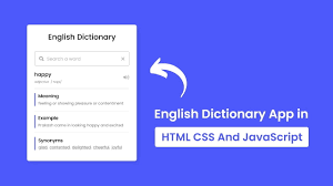 a dictionary app in html css javascript