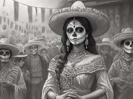 mexican woman with sugar skull makeup
