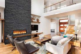 Carbon Ledgestone Fireplace With High