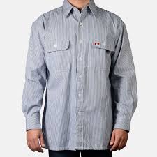 100 Cotton Long Sleeve Striped Button Up Hickory