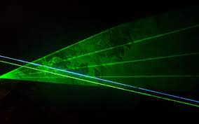 a laser pointer beam visible
