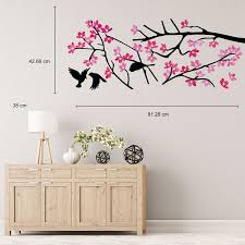 Living Room Branch Pink Wall Sticker