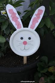 bunny paper plate puppet craft coffee