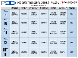 p90 workout schedule sweat