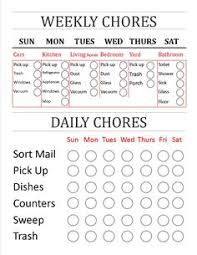 Daily Weekly Cleaning Chore Chart Free Printable Things To Do