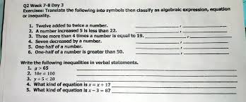 Algebraic Expression Equation